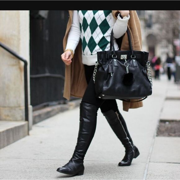 Michael kors black leather knee high boots 5.5 - Picture 1 of 10